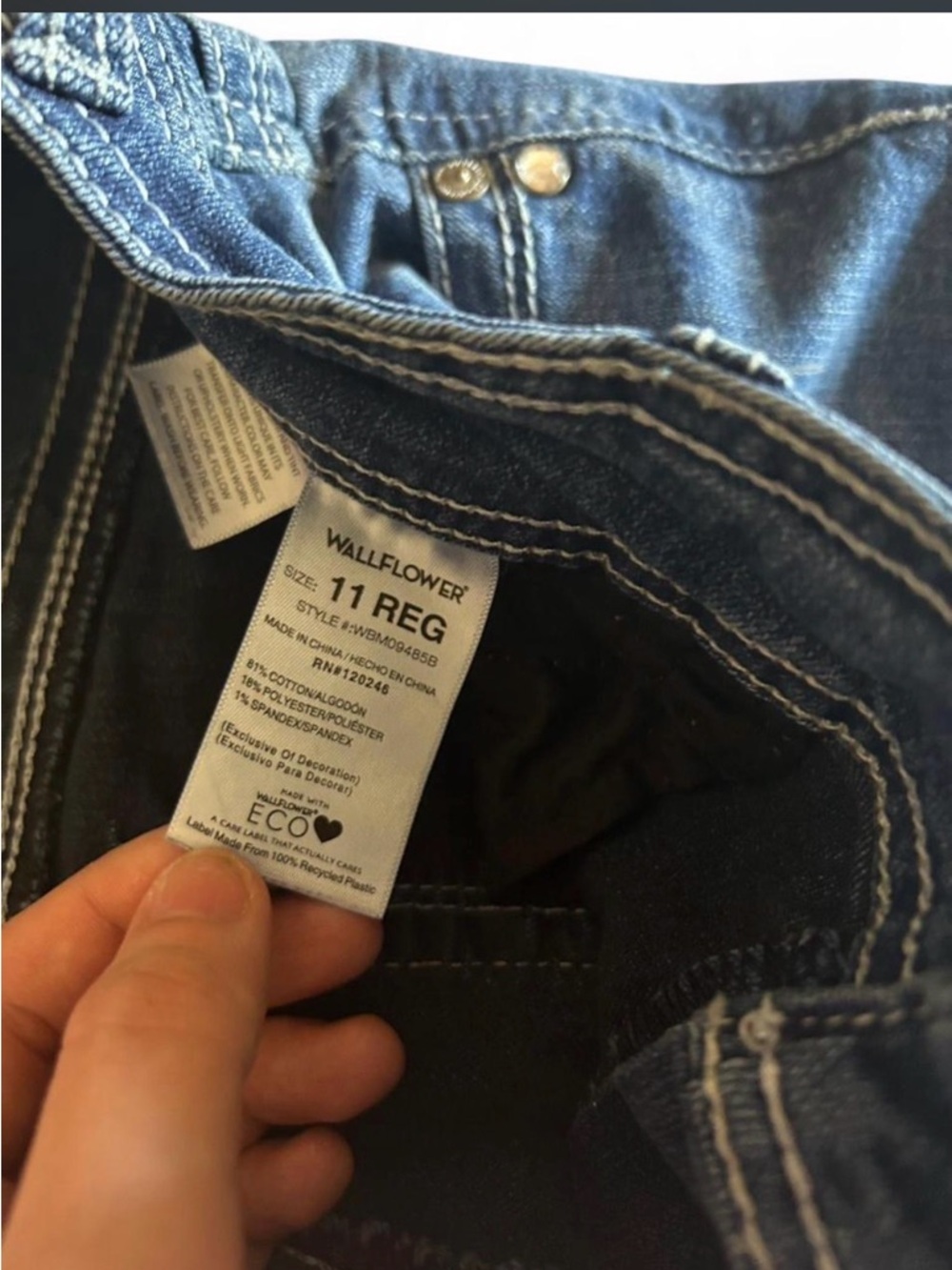 Wallflower Dark Blue Denim Jeans with Contrast Stitching - Picture 5 of 5